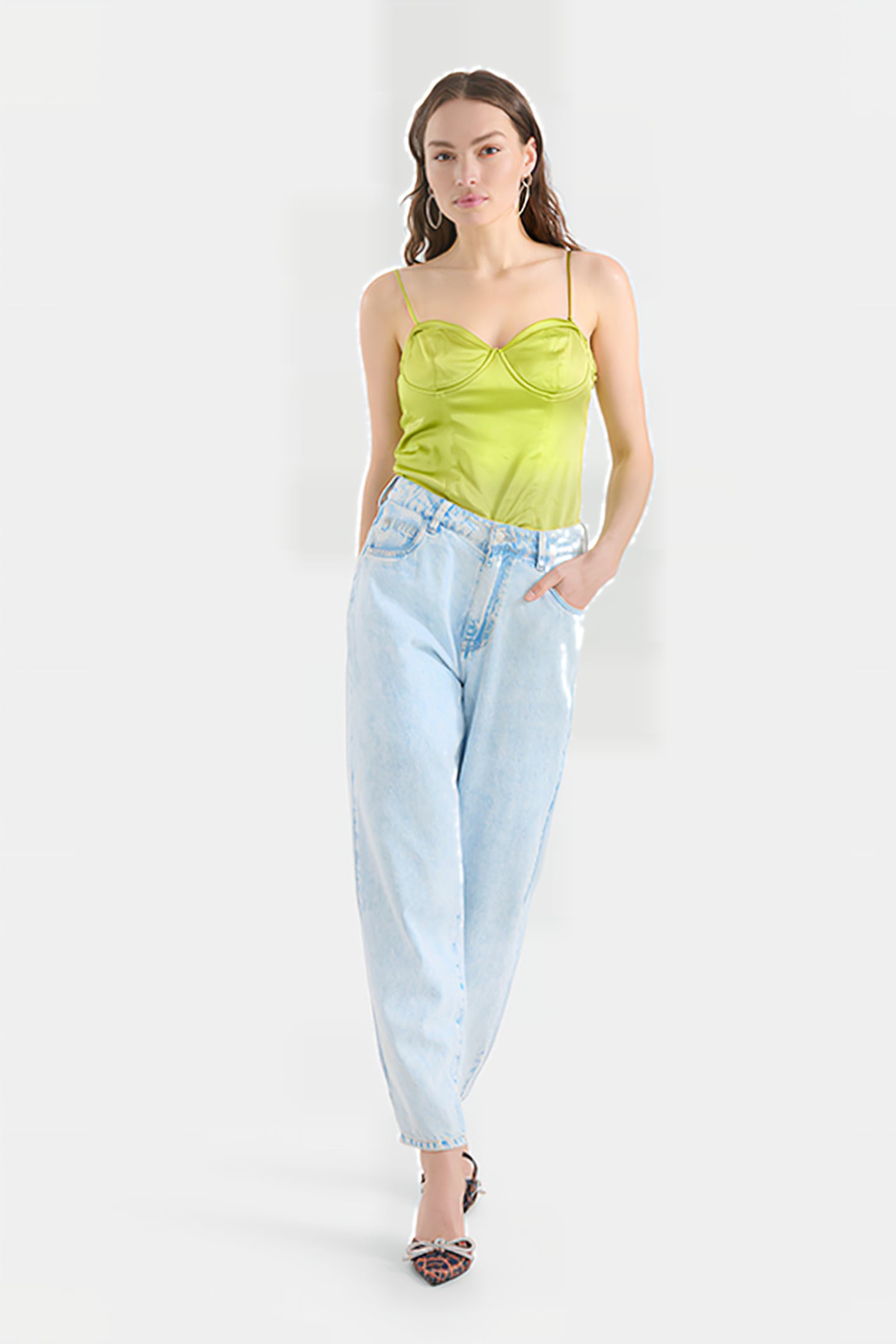 LM-SBSATIN CORSET TOP BRIGHTGREEN 2