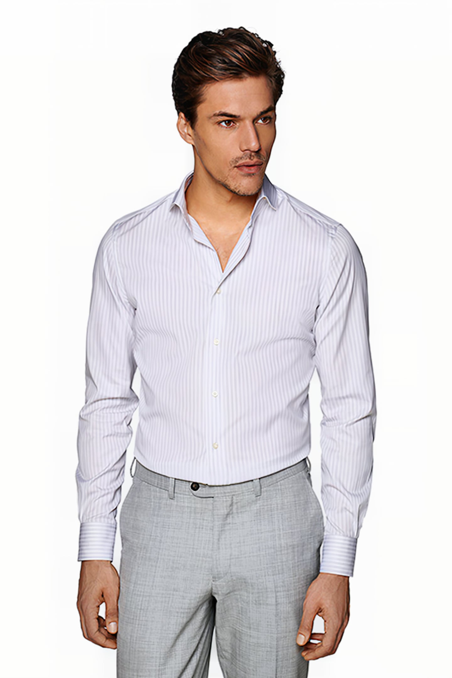 L.GREY STRIPE COTTON TENCEL LIGHT GREY 1