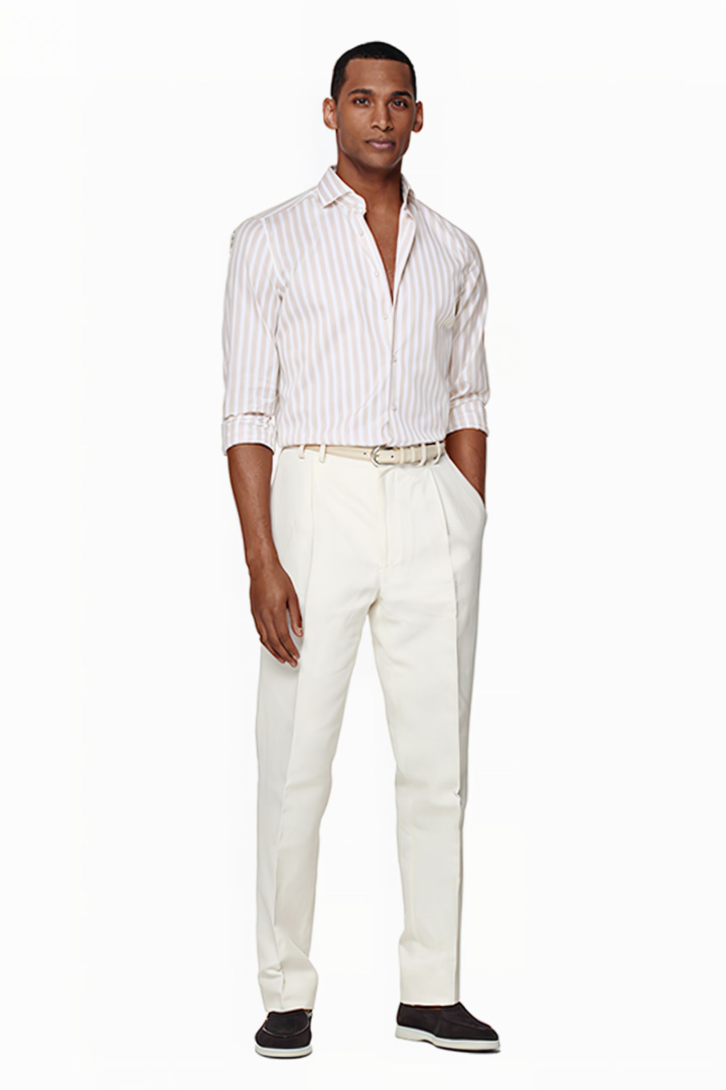 SAND STRIPE COTTON TENCEL LIGHT BROWN 3