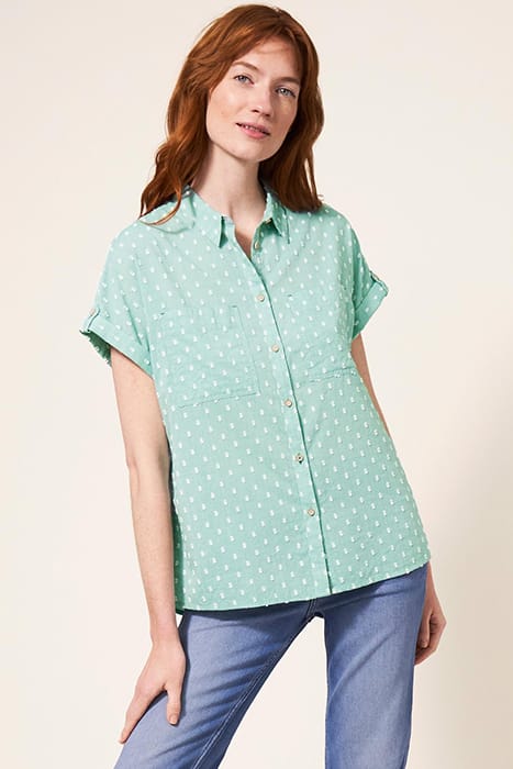 ELLA  COTTON SHIRT MID GREEN 1
