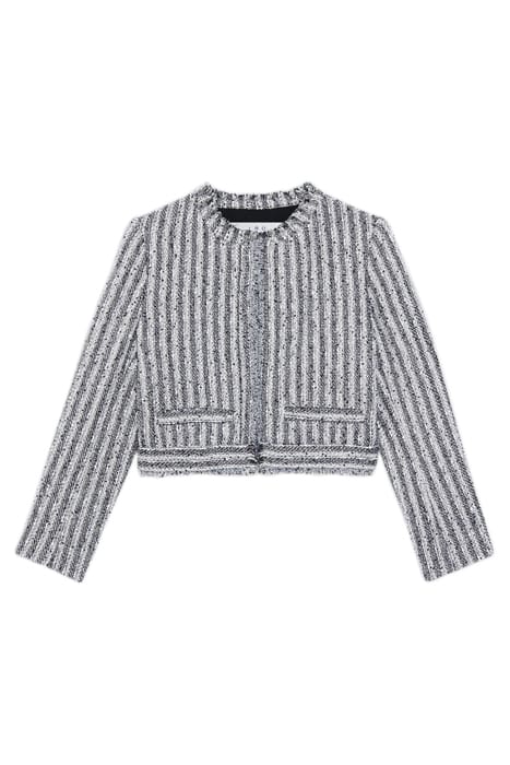 HAKILO CROPPED JACKET IN BLACK/WHITE/SILVER 4