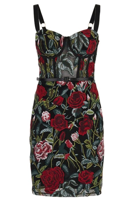 MARCIANO BY GUESS FLORAL CORSET DRESS BLACK MULTI 5