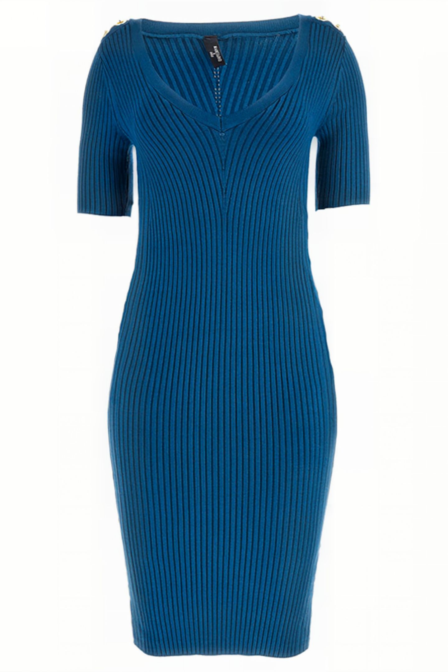 GUESS ECO ALICE SS V NECK SWEATER DRESS BLUE OPAL 3