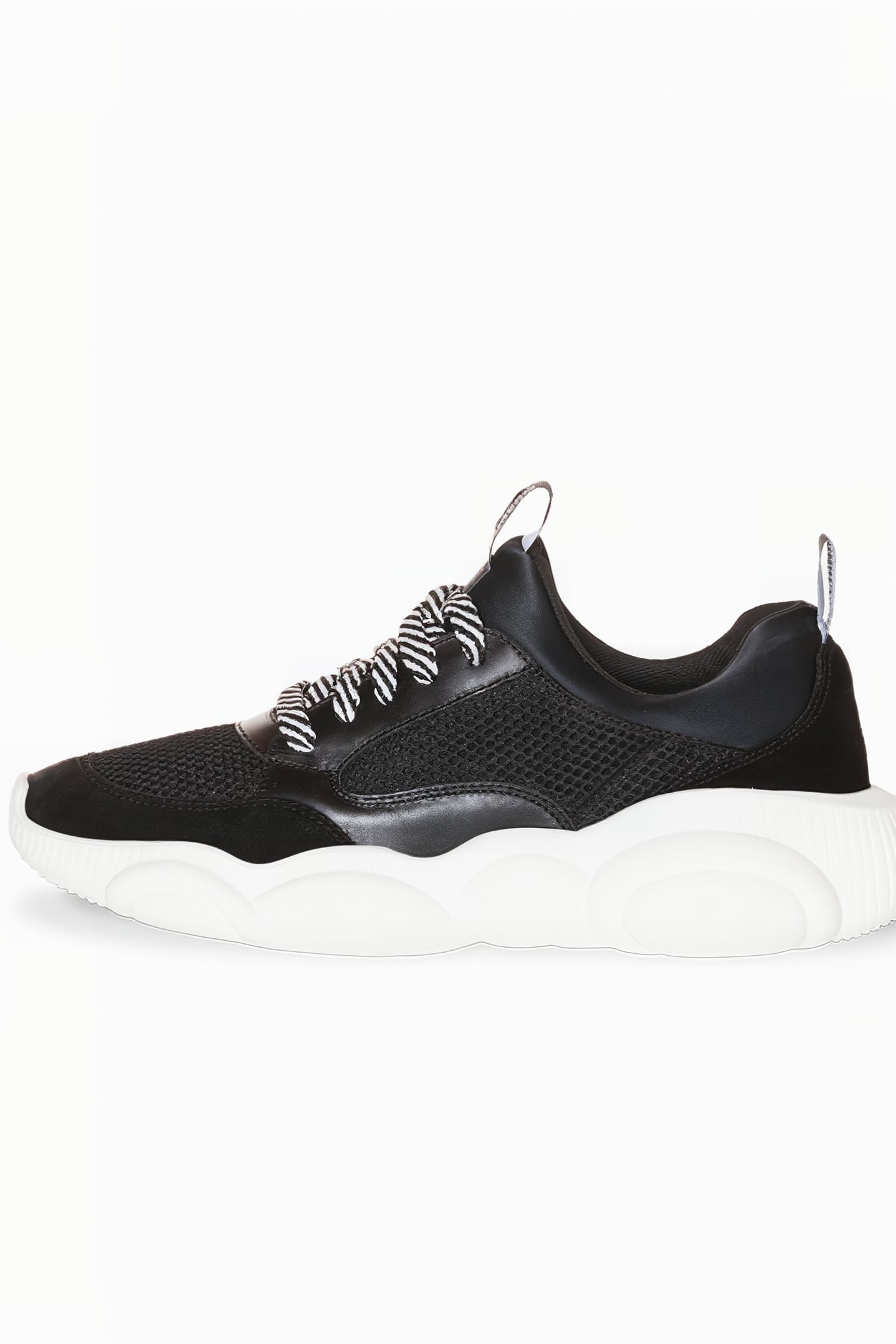 TEDDY RUN SNEAKER IN MESH, CALFSKIN AND SPLIT LEATHER BLACK 1