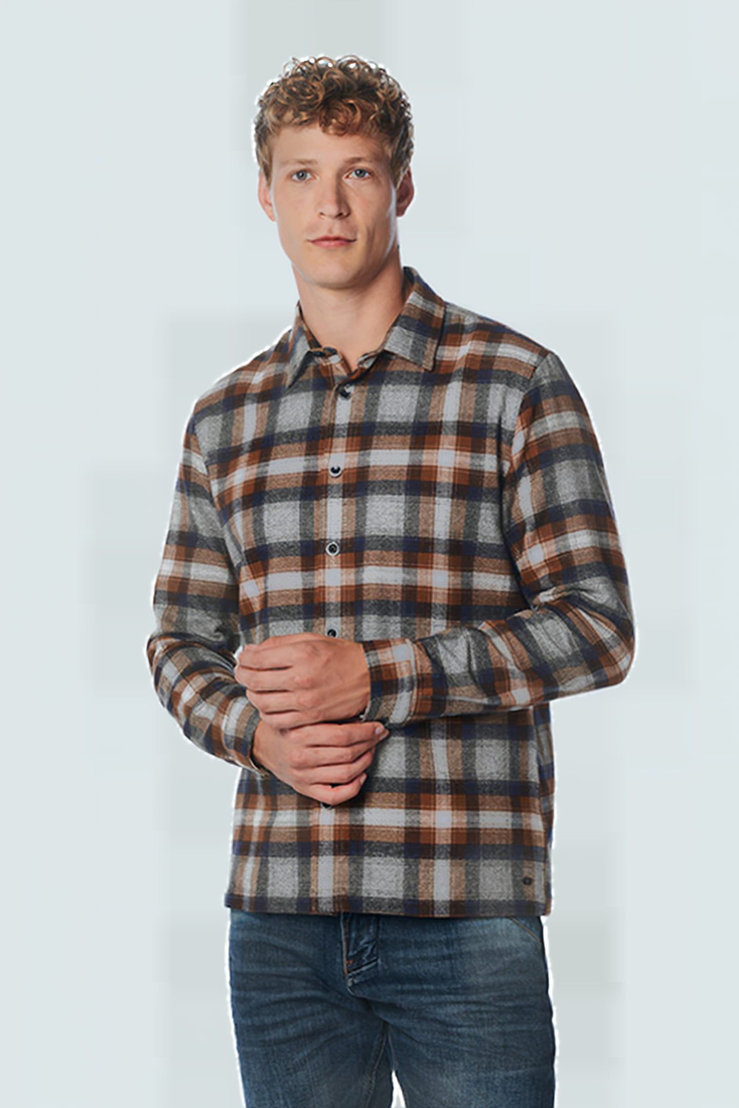 SHIRT CHECK CARAMEL 1
