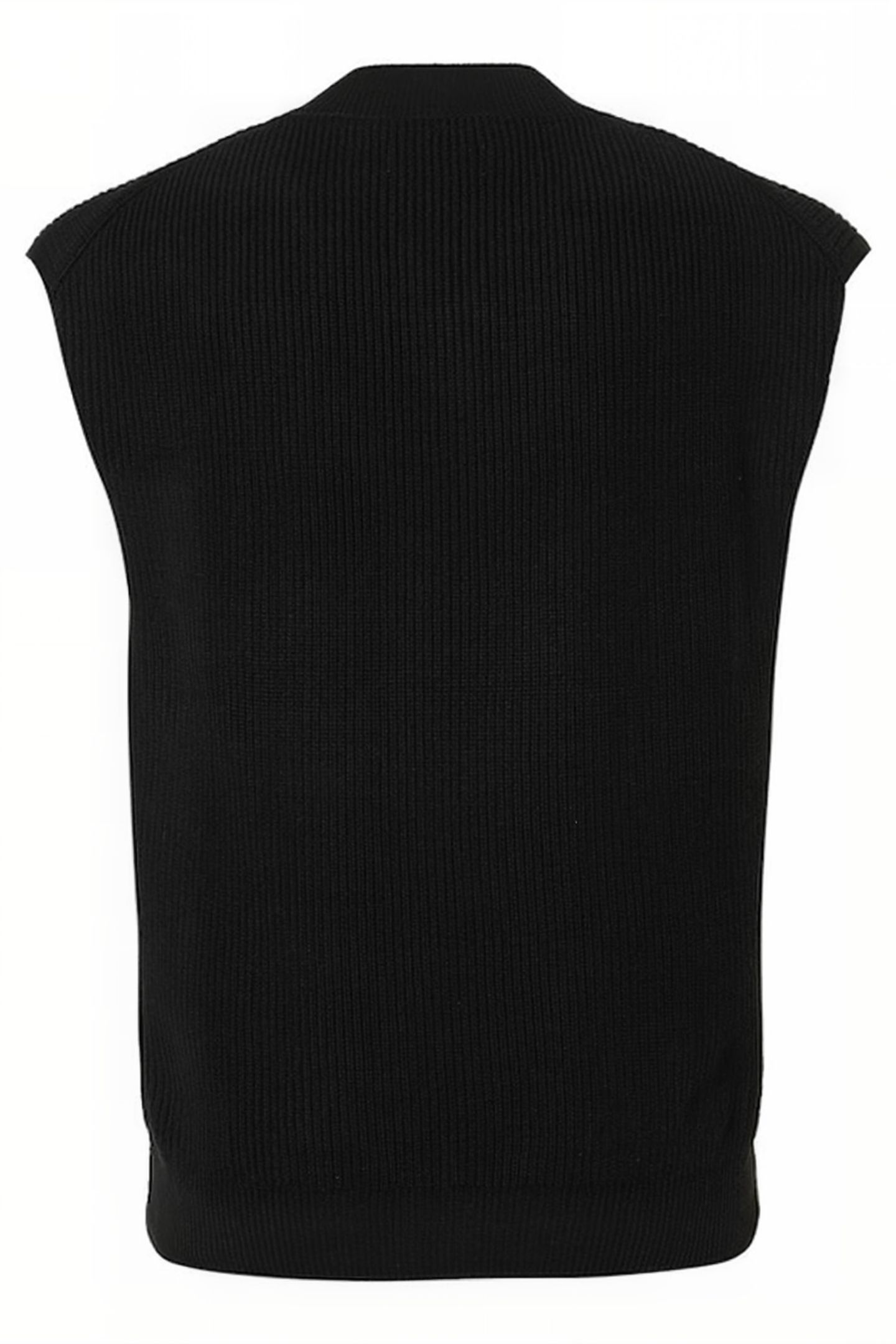 SPENCER V-NECK RELIEF RIB JACQUARD WITH WOOL BLACK 5