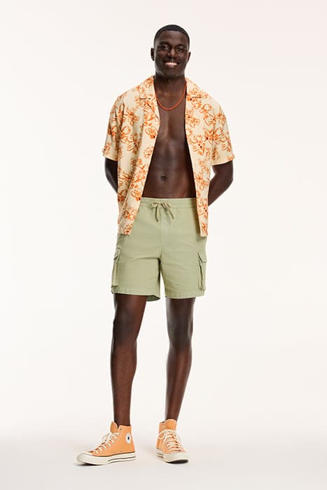 MEN SHORTSLEEVE WASHED FLOWER LIGHT BEIGE 7