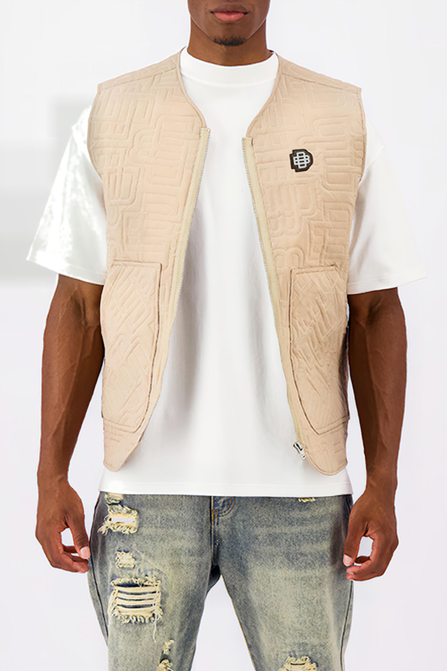 MONOGRAM QUILTED VEST BROWN 1