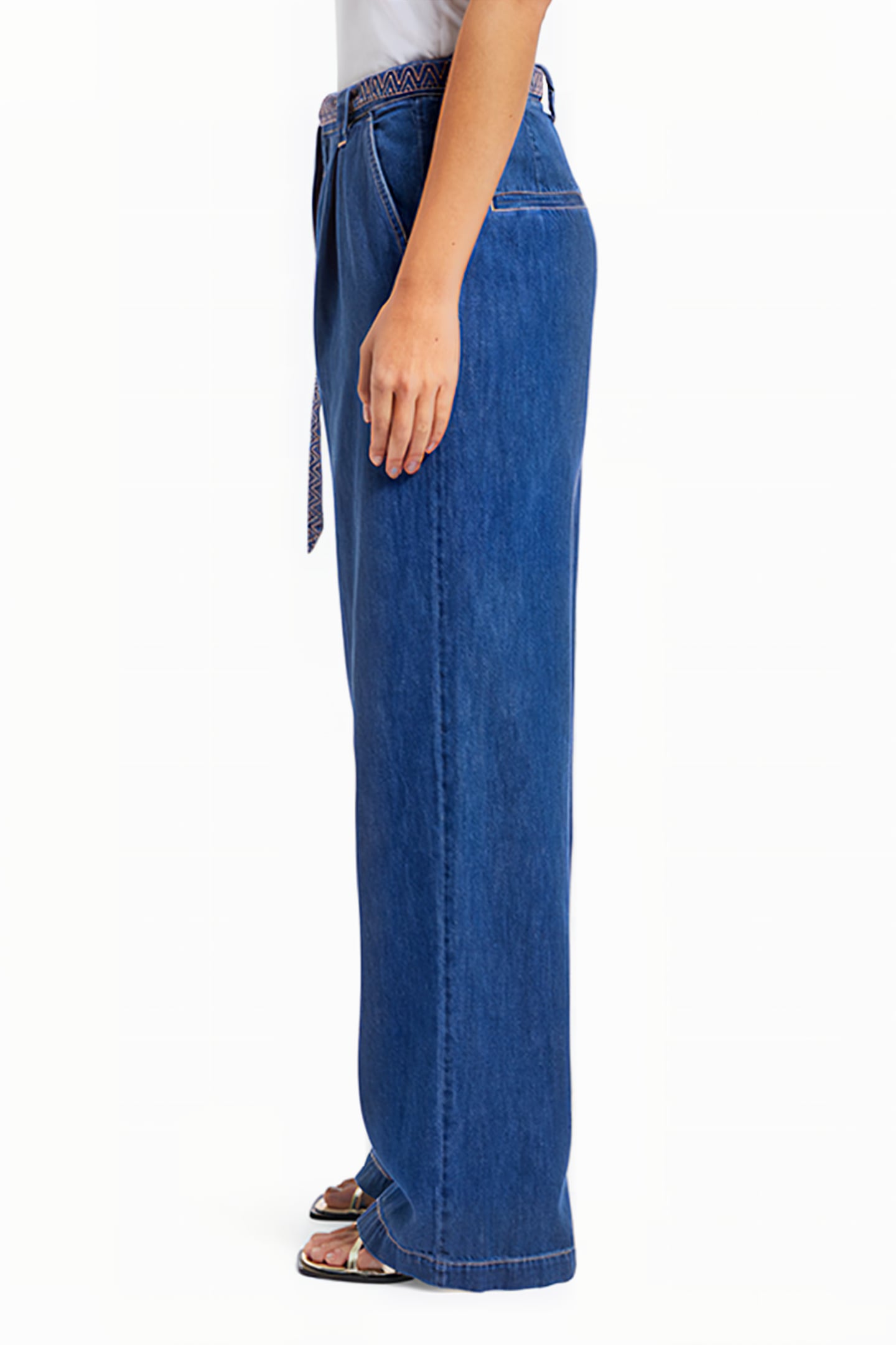 SUMMERY PANT WITH BELT - WASHED INDIGO WASHED INDIGO 6