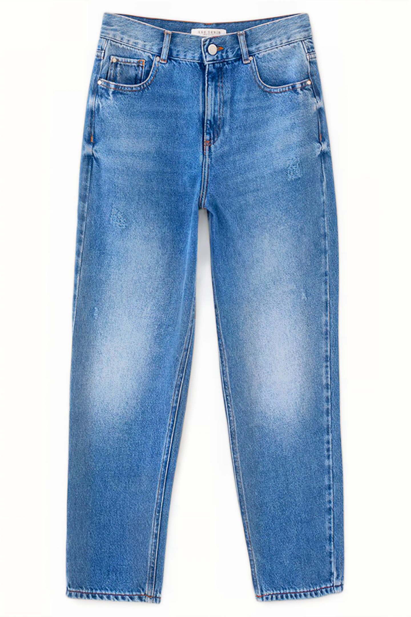 BLUE WATERLESS CROPPED LOW-WAIST BOYFRIEND JEANS 4