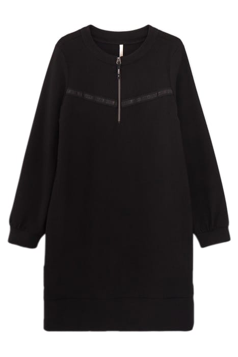 BLACK WAFFLE-KNIT DRESS WITH LETTER BANDS 3