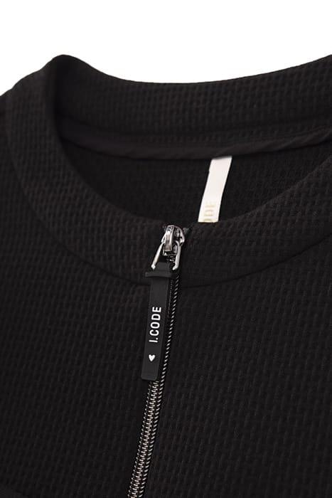 BLACK WAFFLE-KNIT DRESS WITH LETTER BANDS 8