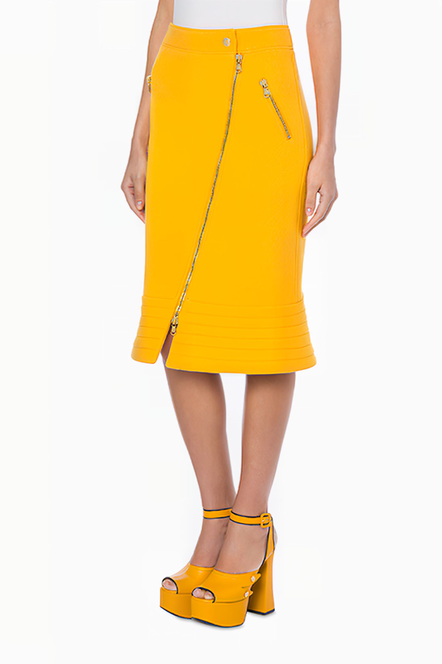 COUTURE BIKER WOOL CREPE SKIRT YELLOW 1