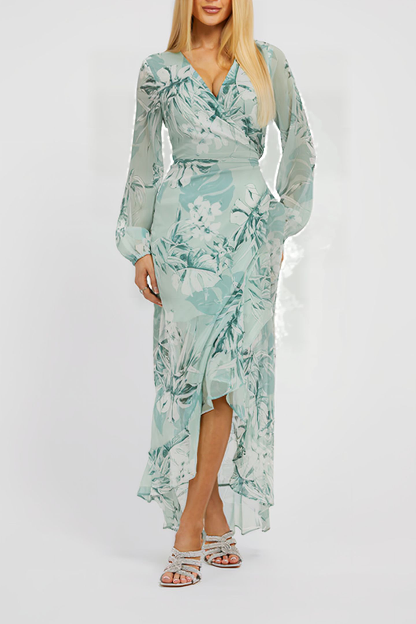 GUESS ECO NEW BAJA DRESS DUSTY FERN JUNGLE PR 1