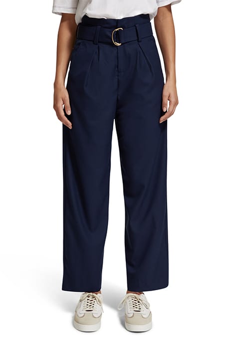 DAISY - HIGH RISE STRAIGHT LEG PAPERBAG TROUSERS NAVY BLUE 1