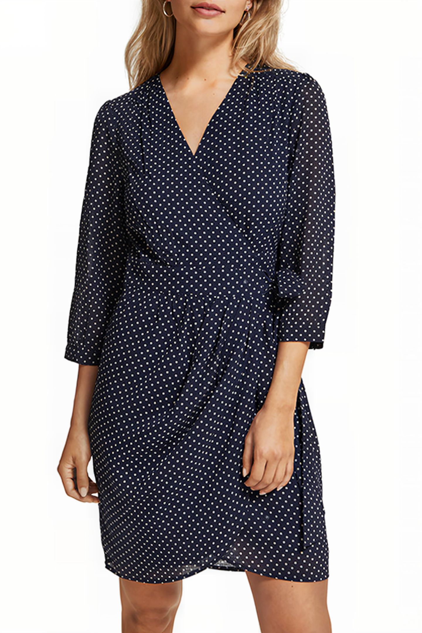 MINI WRAP DRESS POLKA NAVY BLUE 1