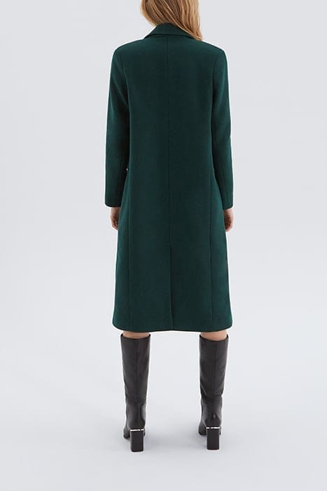 FIR GREEN LONG COAT WITH SKULL PIN BADGE TREE 2