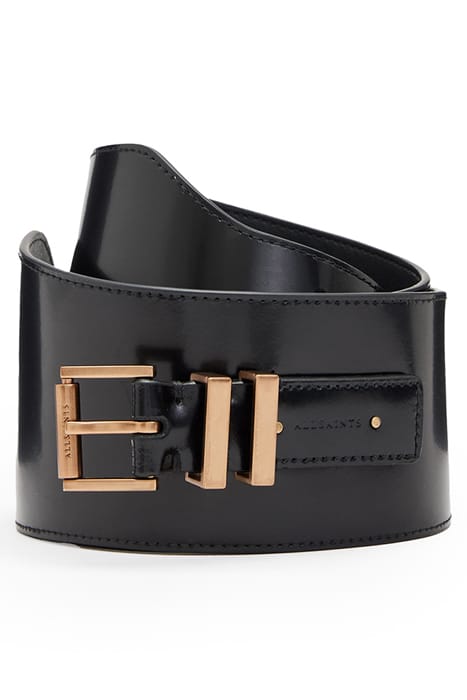 MARCELLA WIDE BELT BLACK/WARM BRASS 1