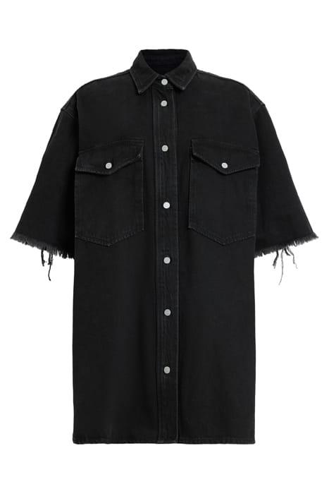 LILY SS DENIM DRESS WASHED BLACK 4