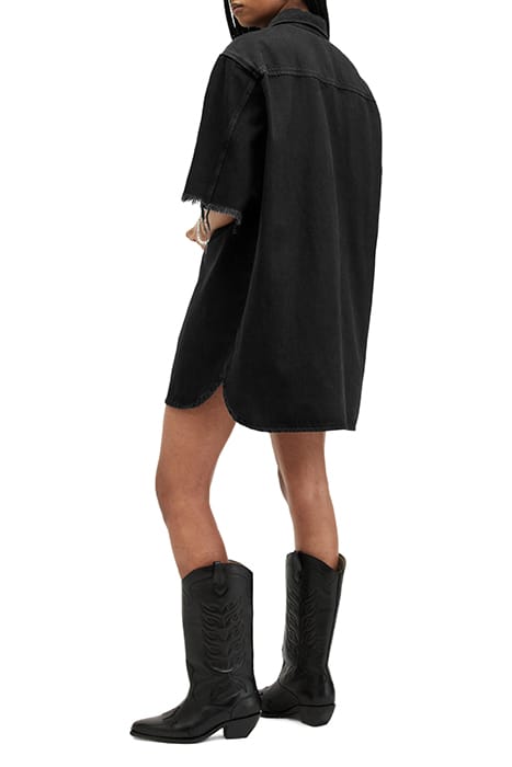 LILY SS DENIM DRESS WASHED BLACK 2
