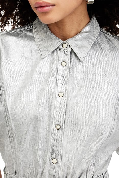 OSA DENIM DRESS METALLIC SILVER 6