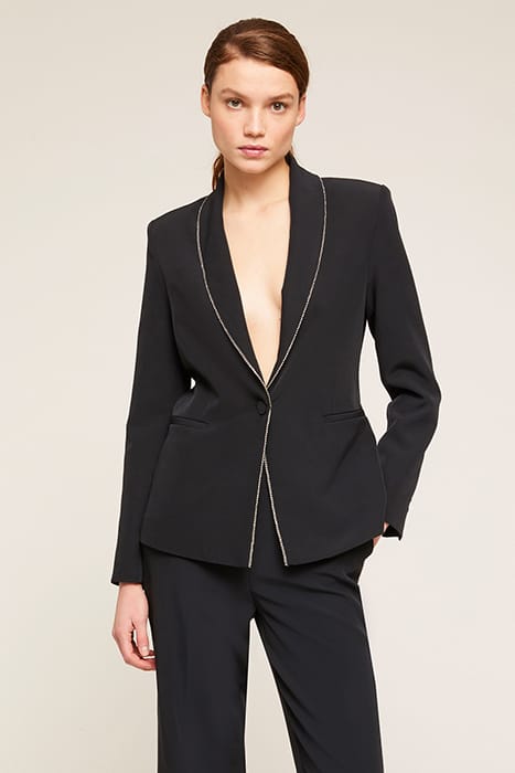 SINGLE-BREASTED BLAZER WITH JEWEL BORDER BLACK 1