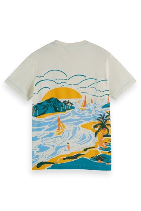 RELAXED-FIT COTTON-LINEN BLEND ARTWORK T-SHIRT OFF WHITE 2