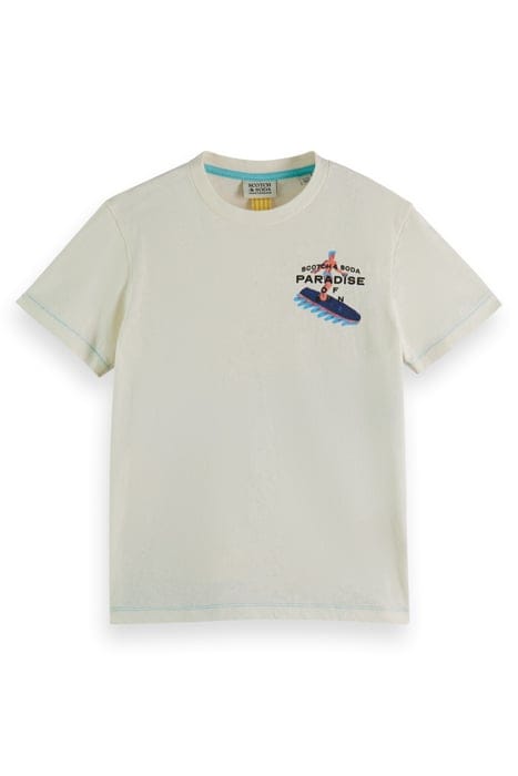 RELAXED-FIT COTTON-LINEN BLEND ARTWORK T-SHIRT OFF WHITE 1
