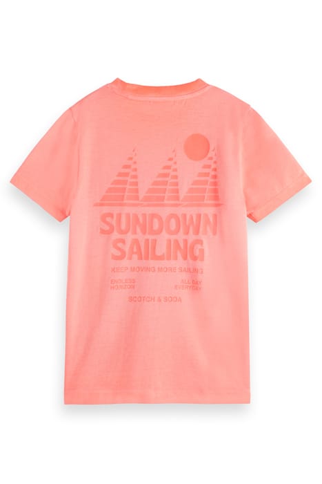 GARMENT-DYED ARTWORK T-SHIRT NEON CORAL 2