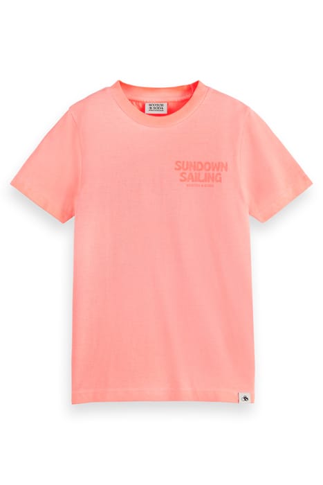 GARMENT-DYED ARTWORK T-SHIRT NEON CORAL 1