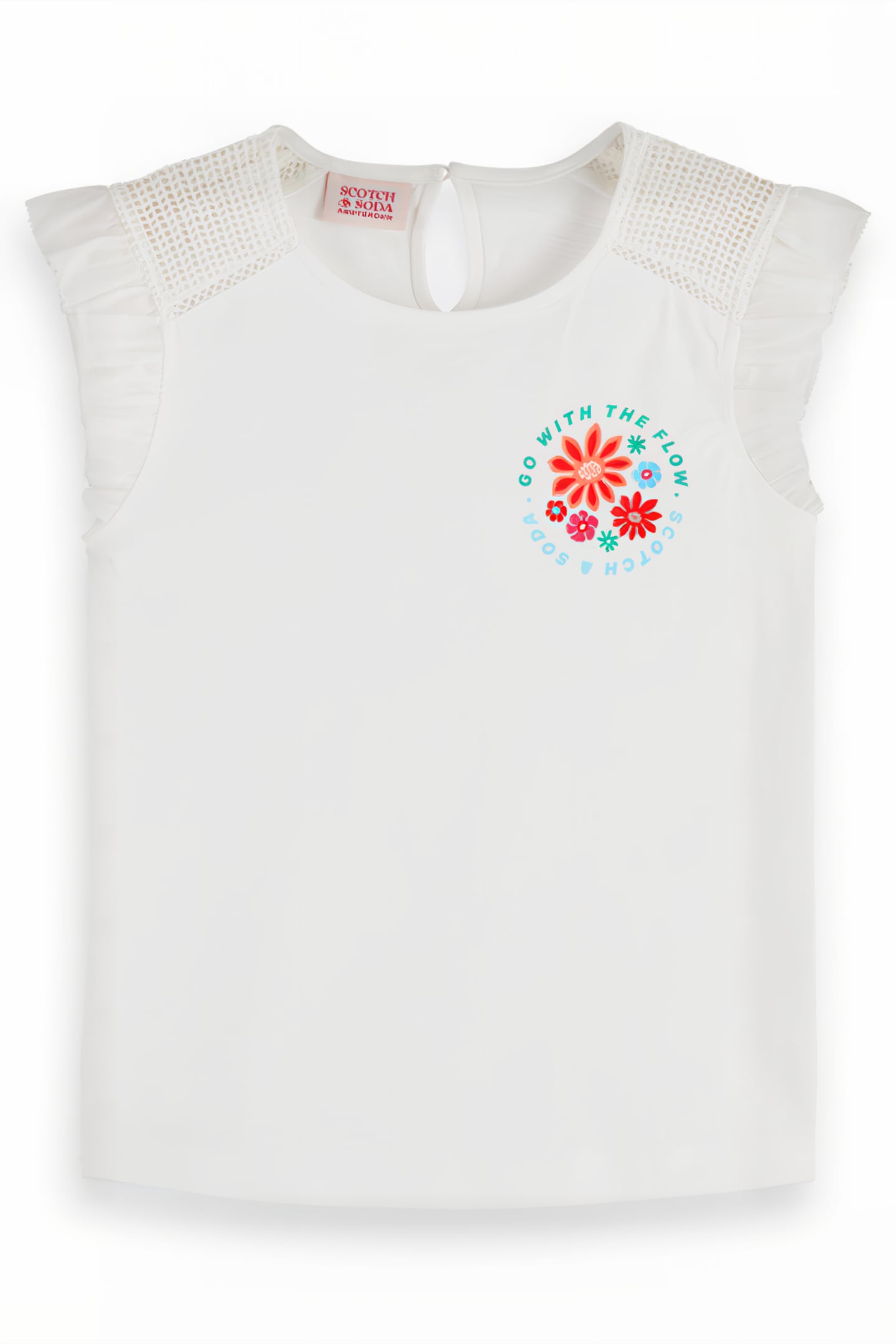 WOVEN DETAIL REGULAR-FIT T-SHIRT WHITE 1