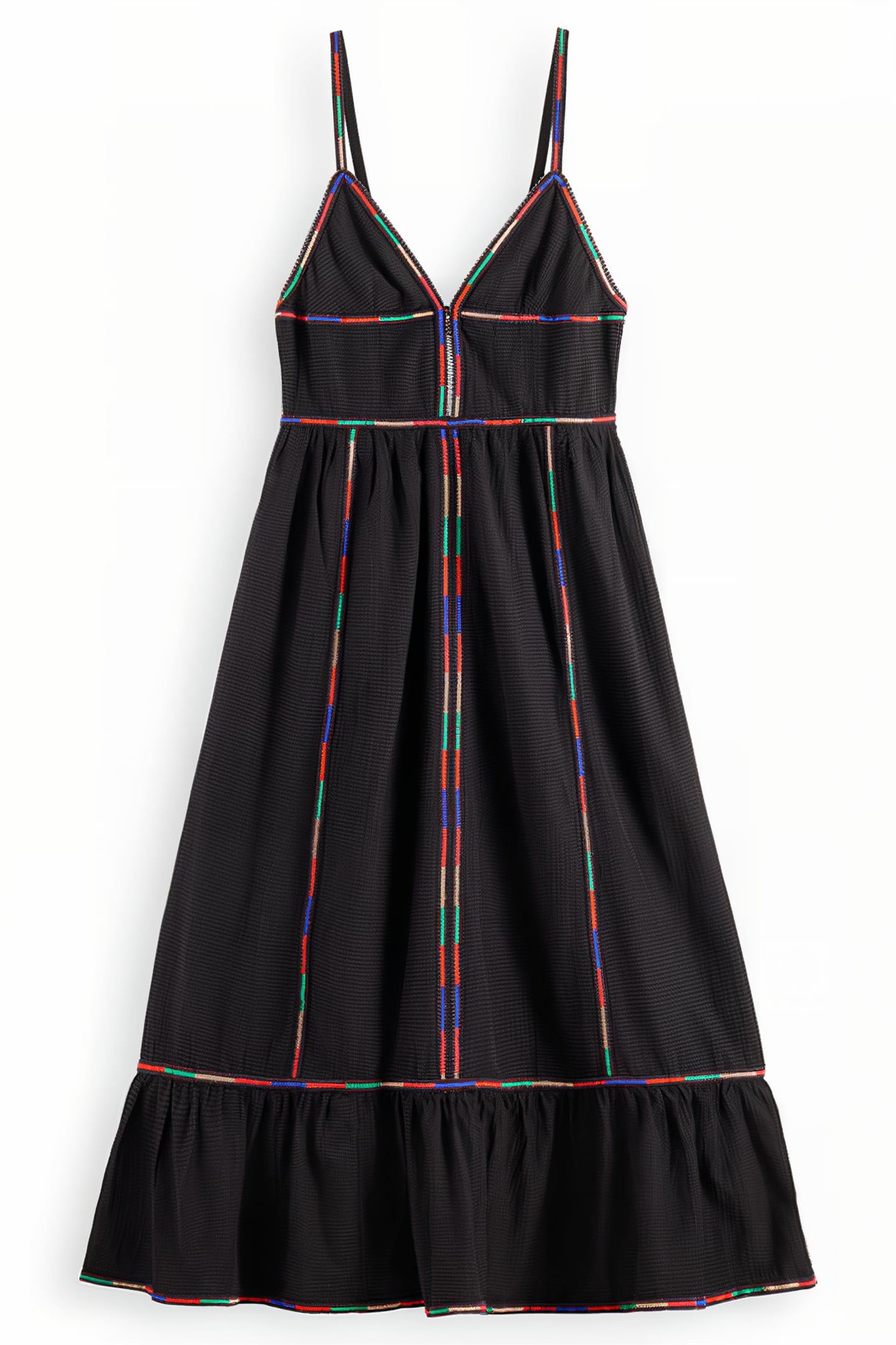 MULTICOLOR EMBROIDERY MAXI DRESS EVENING BLACK 3