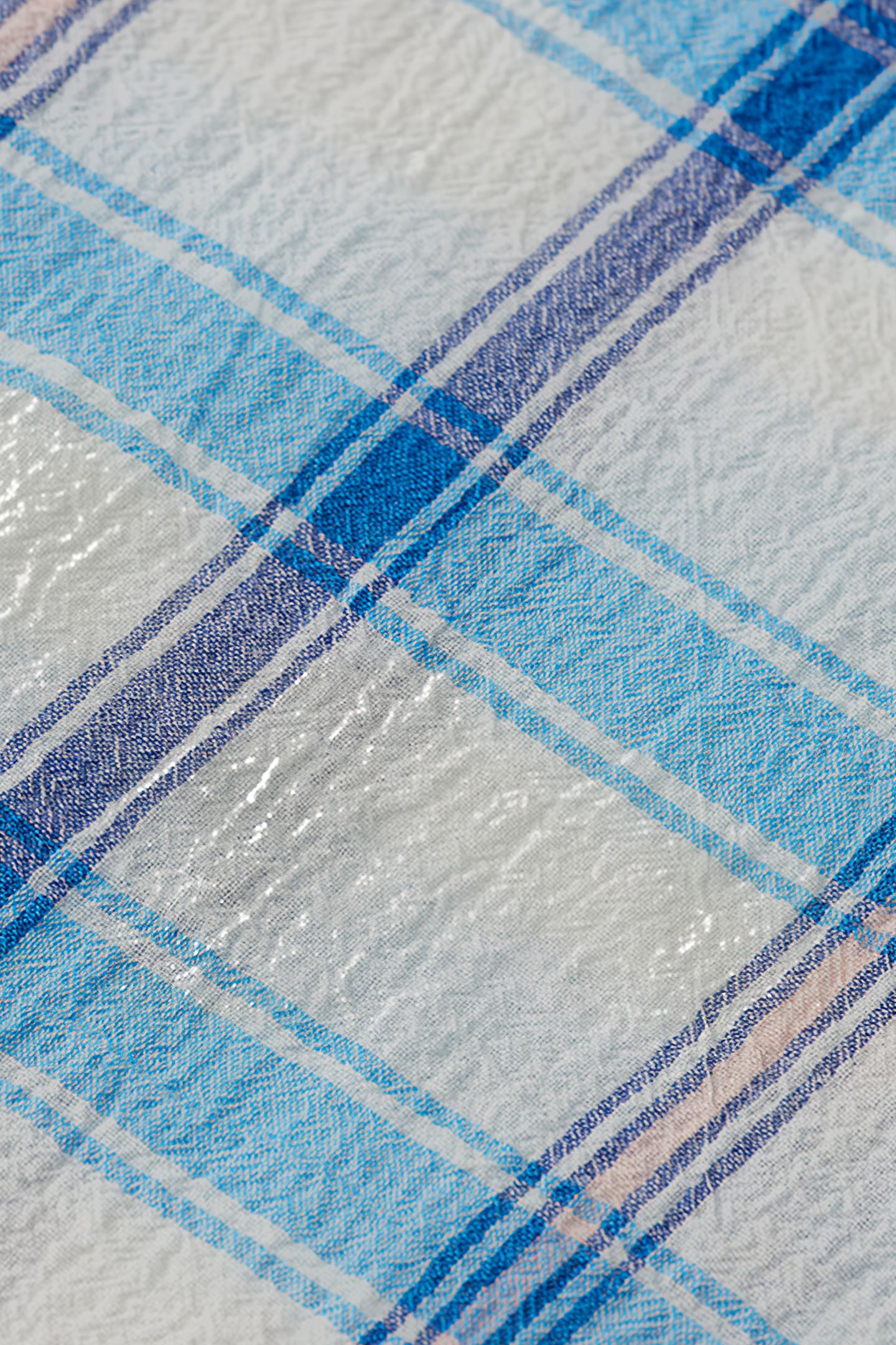 CHECKED BALLOON SLEEVE SHIRT SKY BLUE CHECK 3