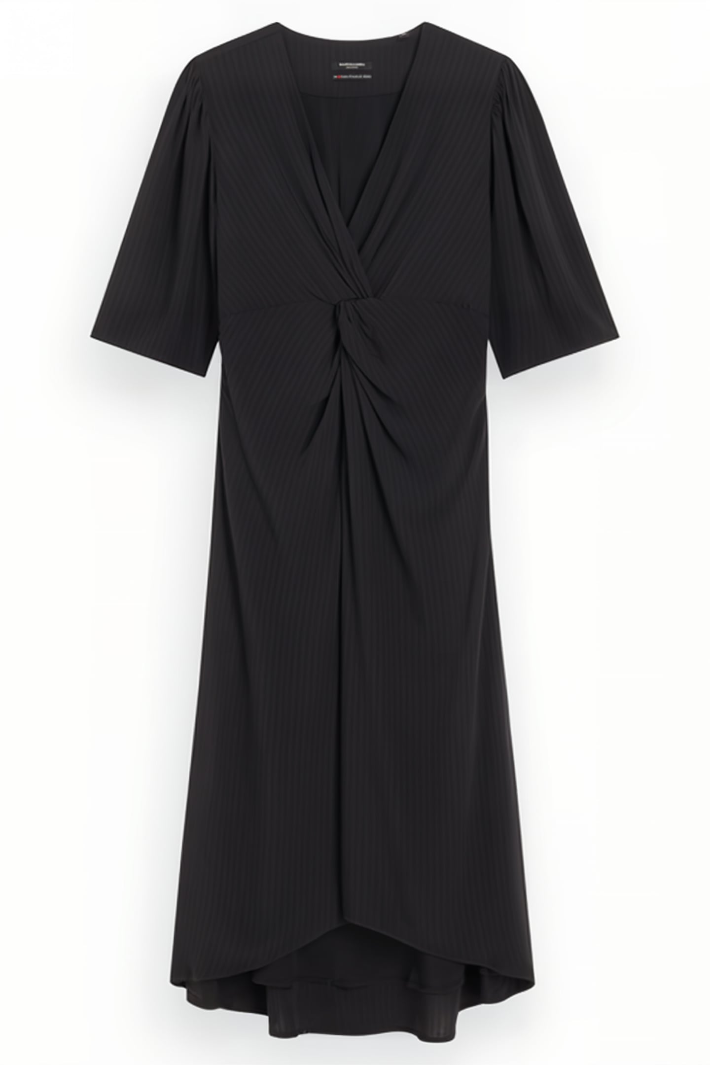 MIDI WRAP DRESS WITH KNOT DETAIL BLACK 1