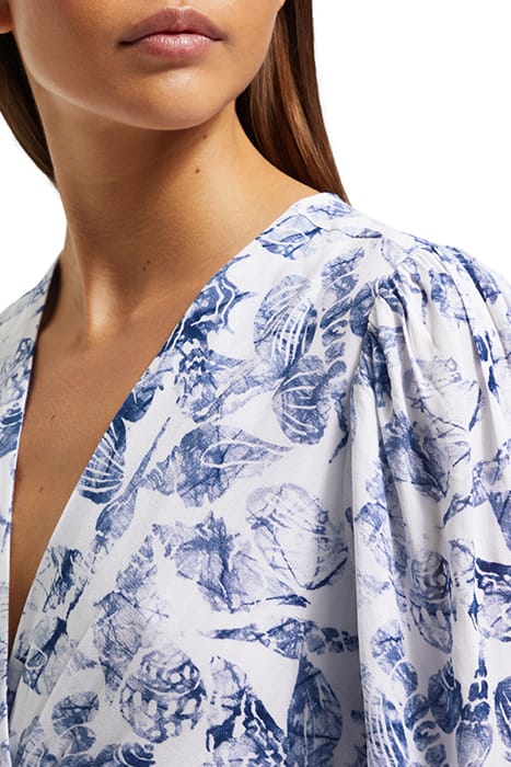 MIDI WRAP DRESS WITH KNOT DETAIL SHELL BATIK BLUE 6