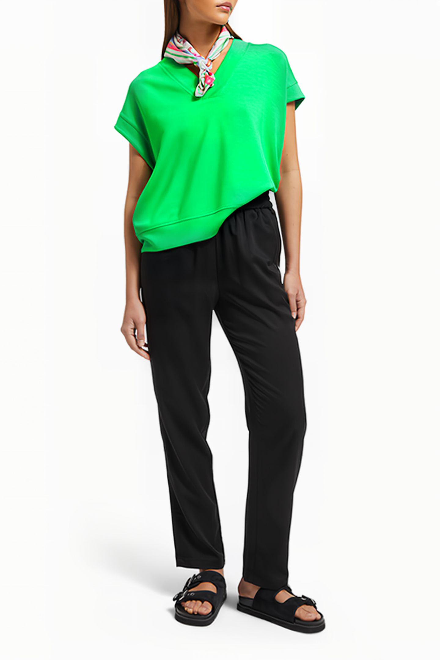 V-NECK SLEEVELESS MODAL SWEATSHIRT SCUBA GREEN 3