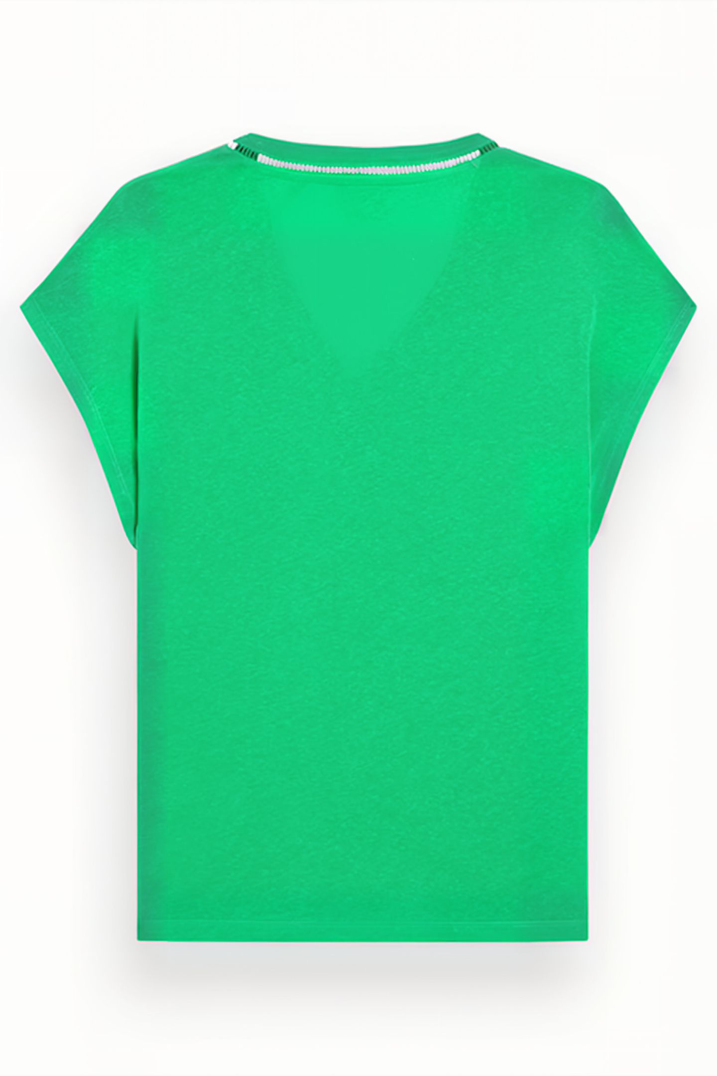 V-NECK LADDER DETAIL LOOSE FIT T-SHIRT SCUBA GREEN 2