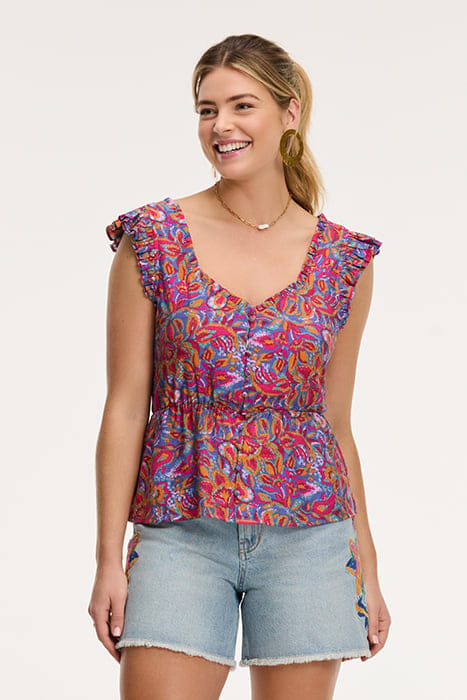 ELLE BLOUSE SICILIAN FLOWER PURPLE SICILIAN FLOWER 1