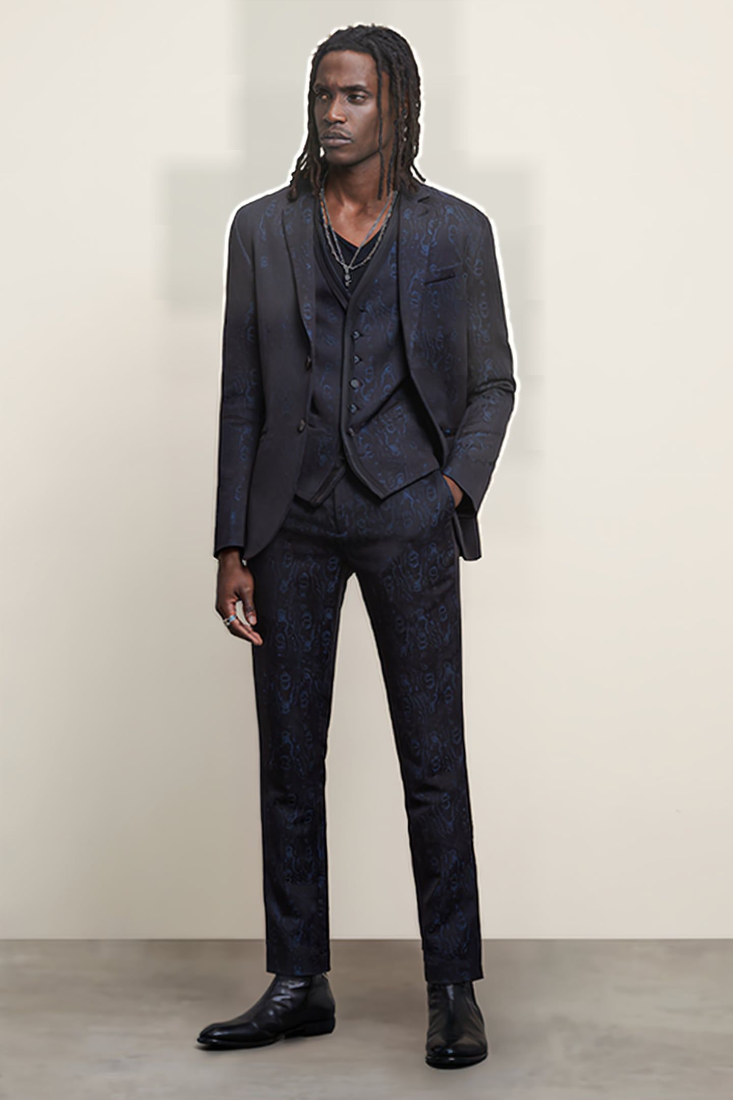 SLIM FIT PANTS WITH WELT HIP POCKET AND NIGHT SKY 1
