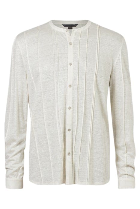 DYCKMAN REGULAR FIT LS BAND COLLAR SHIRT EGG SHELL 2