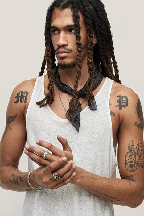 BROOME SLIM FIT LINEN TANK TOP WITH COLD EGG SHELL 2
