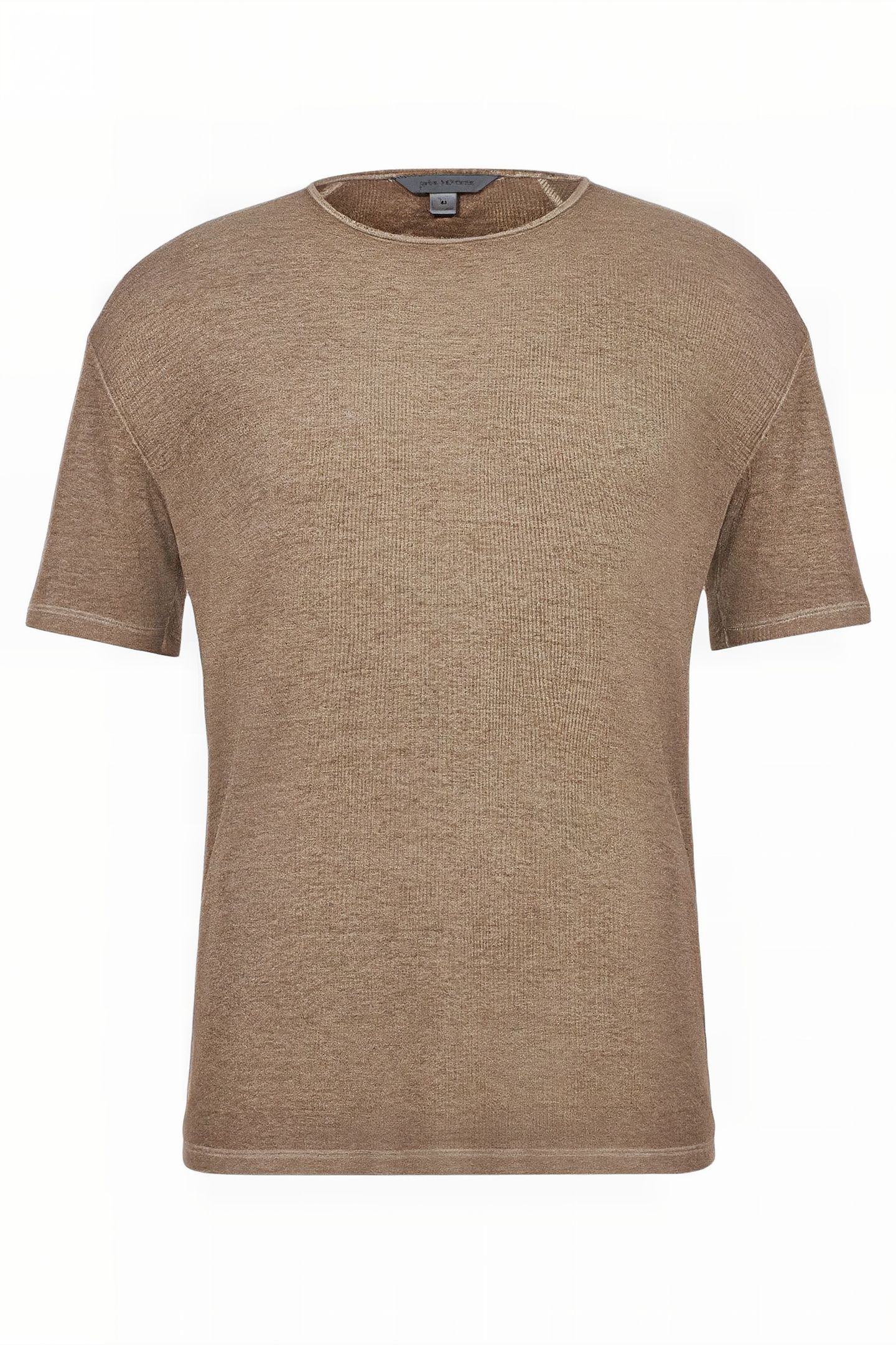 SUTTON SLIM FIT SS RIB CREW WITH BURN OU OAT 1