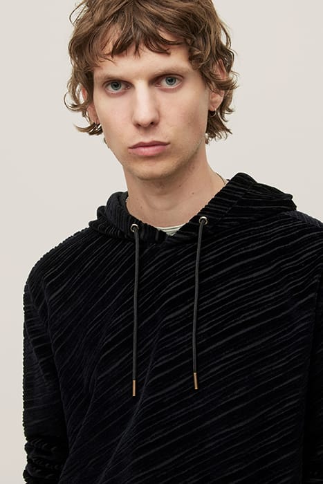 LANIER REGULAR FIT LS HOODIE WITH BURN-O BLACK 2