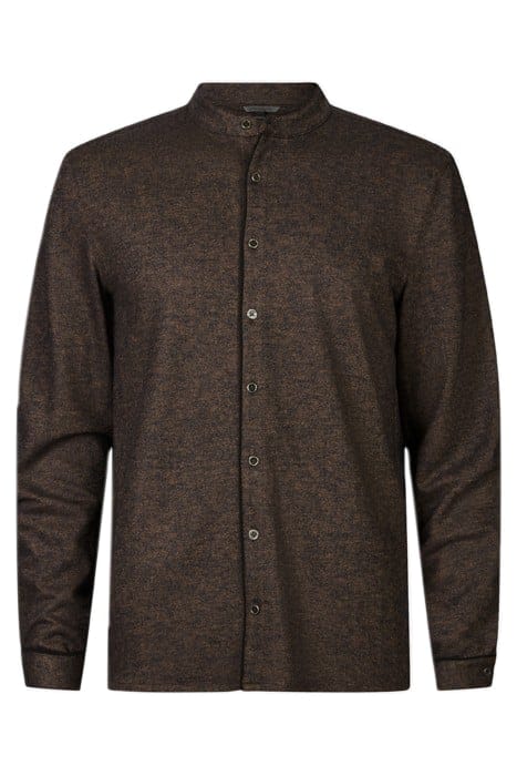 FULTON REGULAR FIT LS BAND SHIRT IN MELA WOOD BROWN 1