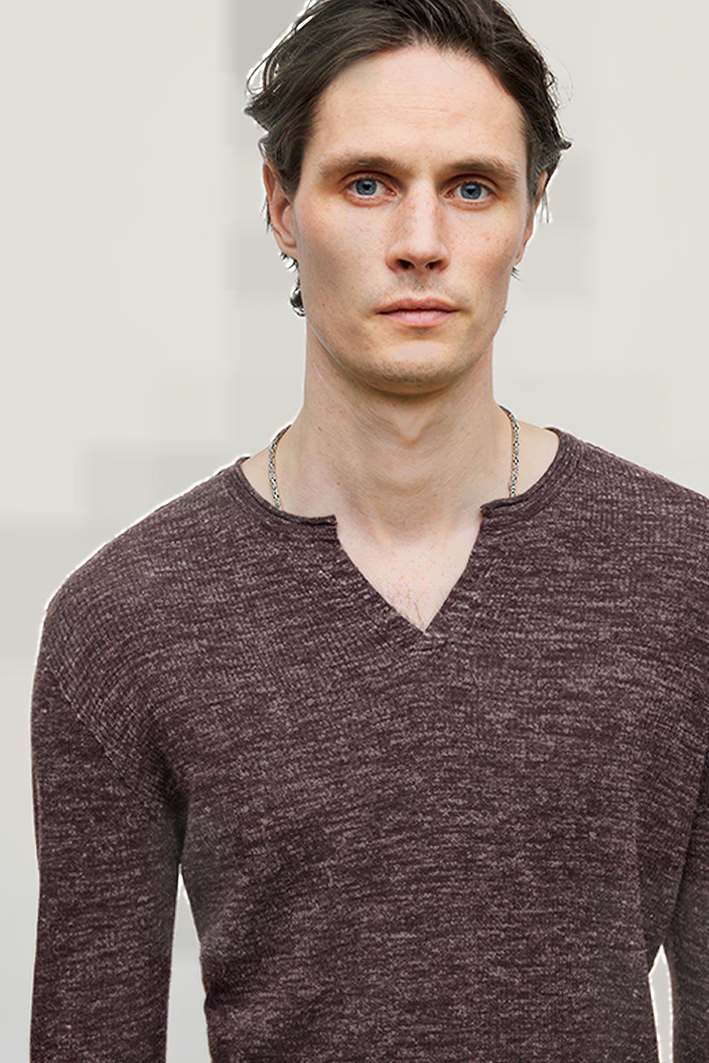 TRAVIS LS RIB HENLEY WITH OPEN PLACKET LICORICE 2