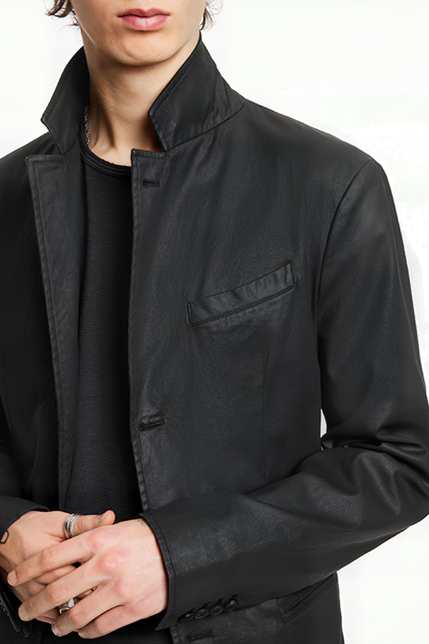 SLIM FIT NOTCH LAPEL JACKET WITH FLAP PO BLACK 3