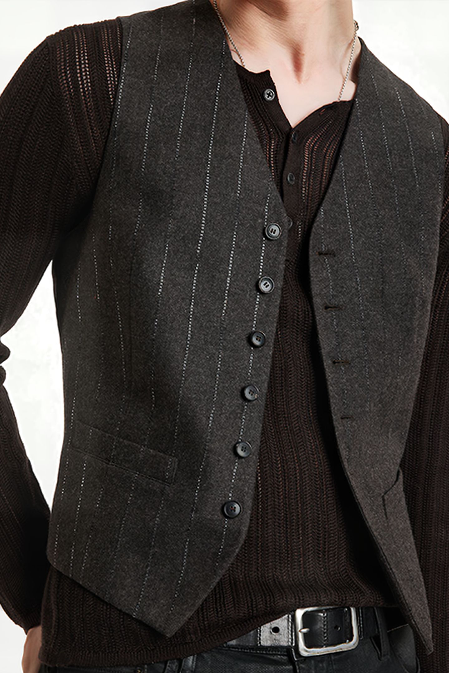 BUTTON FRONT VEST WITH FRONT BODY DARTS ESPRESSO 3