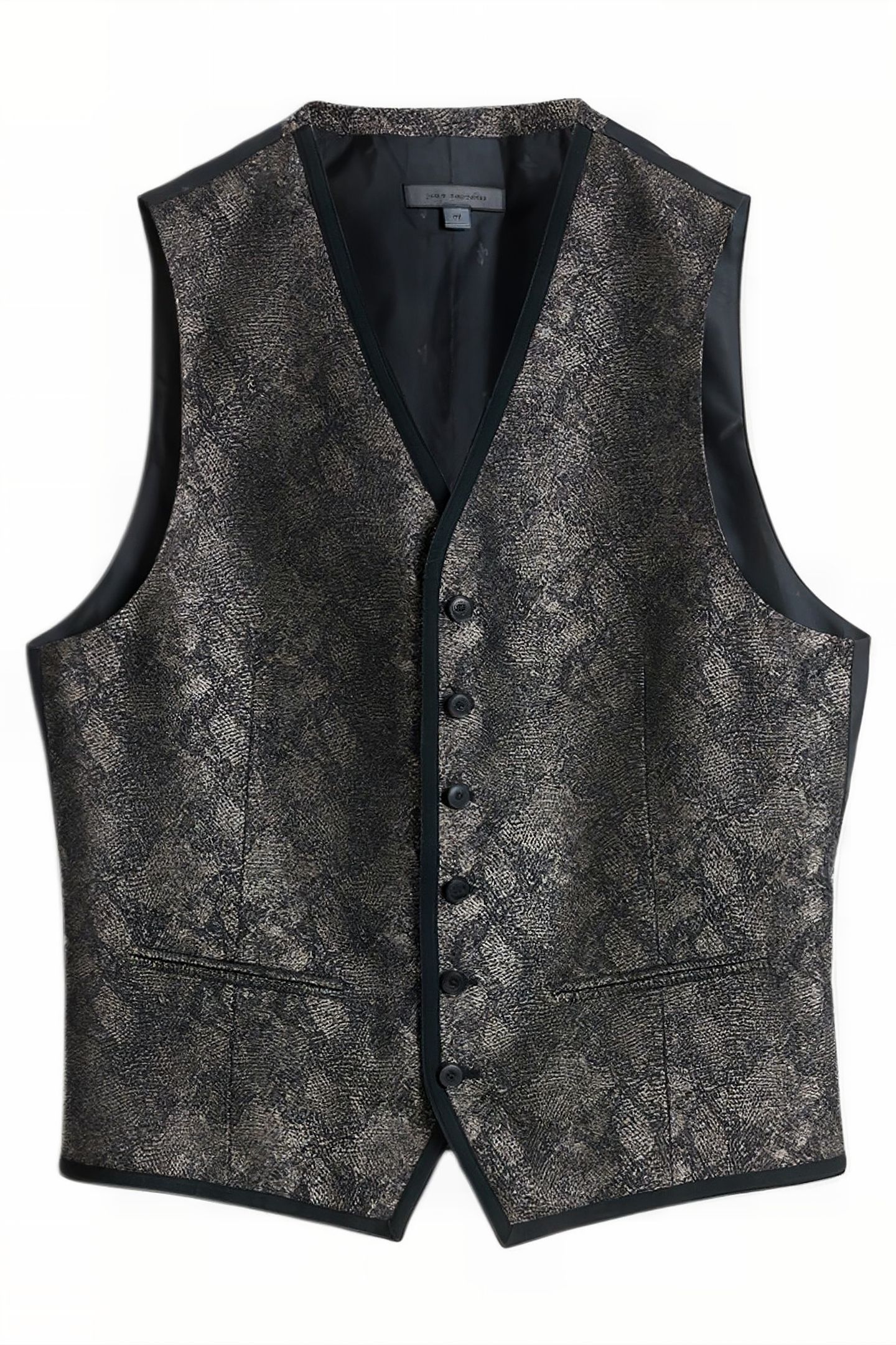 BUTTON FRONT CLOSURE VEST WITH SATIN TAP ALMOND 2