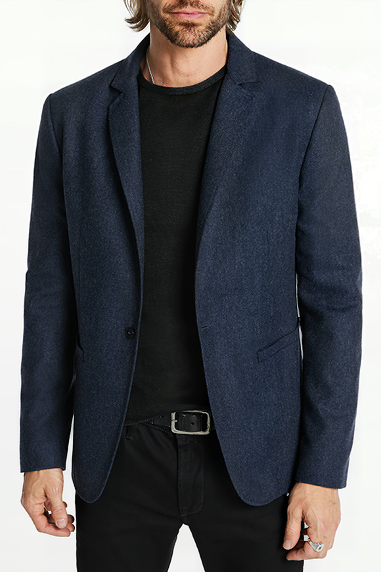 WILLET - ONE BUTTON SKINNY NOTCH LAPEL S NAVY 1
