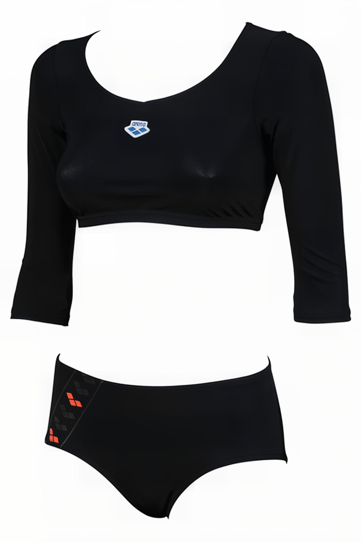 W ICONS TEAM STRIPE CROP TOP TWO PIECES BLACK 3